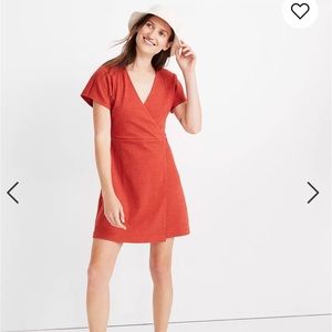 Madewell cross-front flutter sleeve mini dress